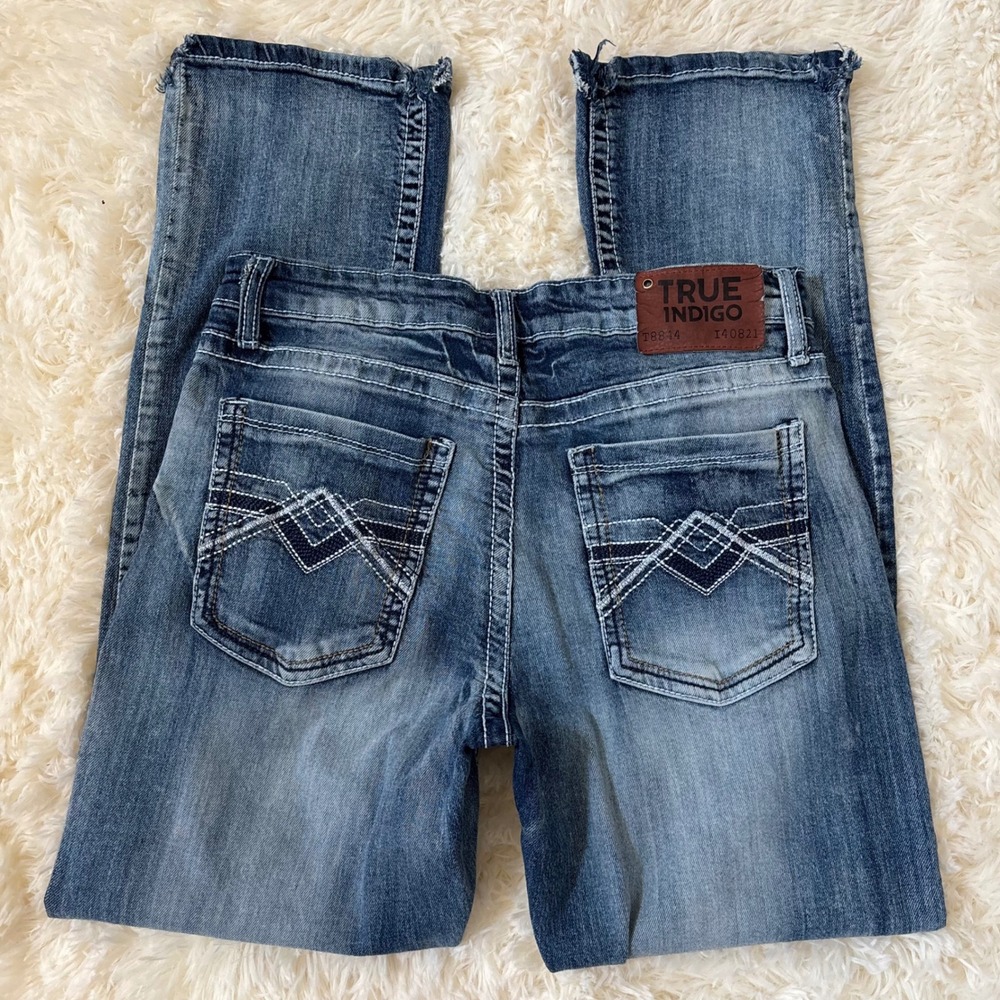 True Indigo Mens Straight Leg Jeans Medium Wash Blue Denim 30x30 T8844